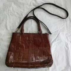 BALLY レザー トートバッグ ショルダー付 クロコダイル型押し