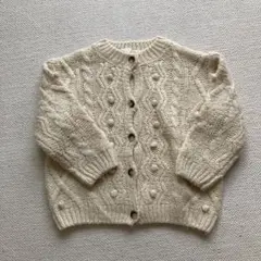 アイボリー ケーブル編み カーディガン