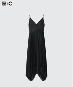 美品 UNIQLO:Cプリーツキャミソールワンピース/ドット