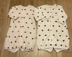 双子ロンパース　ハート柄ロンパース　2枚セット　西松屋　50-60センチ