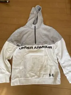 アンダーアーマー　パーカー　白×グレー　YXL