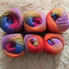 り*ん様 【新品未使用】秋冬毛糸　6玉　300g　マルチカラー