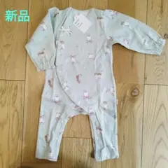 新品未使用　アプレレクール　ロンパース　80 グリーン　ねこ　キッズ　ベビー