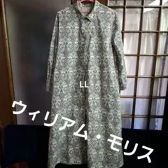 花柄シャツワンピース ネイビー LL ウィリアム・モリス