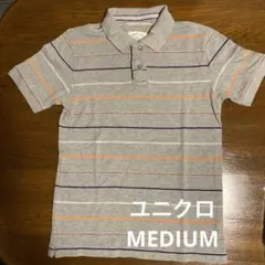 ユニクロ　ORIGINAL WASH ポロシャツ グレー ストライプ