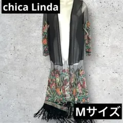 【chica Linda】チカリンダ ロングカーディガン透け感 刺繍 体型カバー
