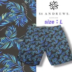 【未使用】定価1.8万 St ANDREWS パームリーフプリントショートパンツ 未使用】定価1.8万 St ANDREWS パームリーフプリントショートパンツ
