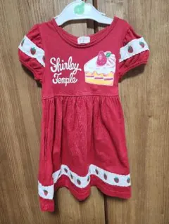 Shirley Temple 赤いストロベリー刺繍ワンピース　100