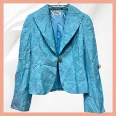 極美品★Space for ladies ジャガード織ジャケ　　ターコイズ 40