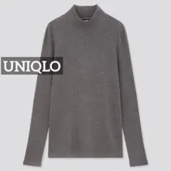 k0229 UNIQLO リブハイネックT（長袖） ダークグレー