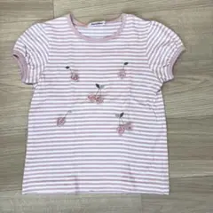 familiar ピンクストライプ Tシャツ130