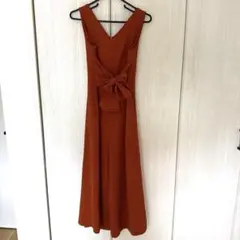 オレンジ Vネック ノースリーブ ロンパース