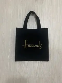 Harrods ロゴ入り 黒トートバッグ