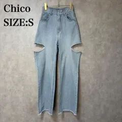 Chico チコ ダメージ ワイド デニム パンツのサムネイル