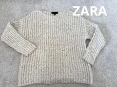 ZARA アイボリー　リブ編みニットセーター M