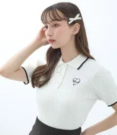 胸刺しゅう半袖ポロニット INGNI