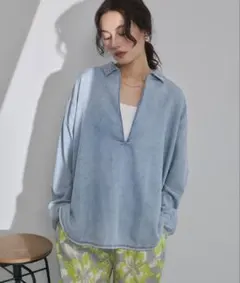 【新品】hunch ハンチ テンセルデニム スキッパーシャツのサムネイル