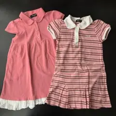 ２枚セット　１１０サイズ　コムサイズム　ワンピース　襟付き　ピンク　フリル　襟付