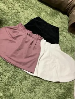 【まとめ売り】ミニスカート3点セット（ピンク・黒・白）