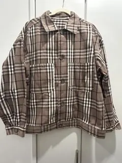 ブラウン系チェックジャケット　GU Lサイズ