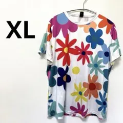 SHEIN カラフル花柄 Tシャツ XL 半袖 プリント
