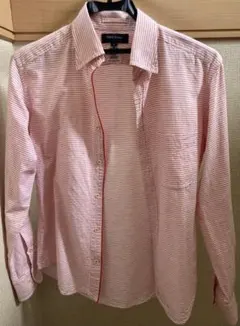 field/dream フランダースリネン 赤白ストライプシャツ S