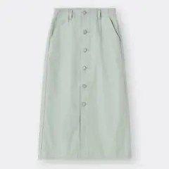 GU デニムフロントボタンナローミディスカート　グリーン　デニムスカート