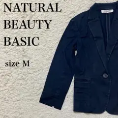 ナチュラルビューティーベーシック テーラードジャケット M 紺 シンプル 上品