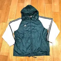 adidas ナイロンジャケット ウインドブレーカー XO グリーン✕ホワイト