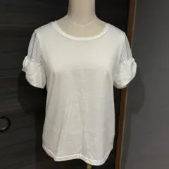 【新品未使用】パフスリーブ Tシャツ ギンガムチェック ホワイト Lサイズ