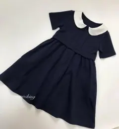 新品　前開き　ネイビー　半袖　ワンピース　お教室　塾