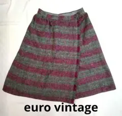 ユーロヴィンテージ ツイードスカート 巻きスカート ヴィンテージウールスカート