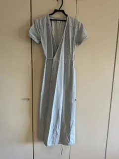 ZARA 半袖 デニム生地シャツワンピース XS ライトブルー