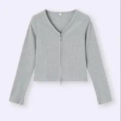 タグ付き　GU リブダブルジップカーディガン　M