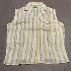 Truly Regal 半袖シャツ　ノースリーブ　ビンテージ　ストライプ　白