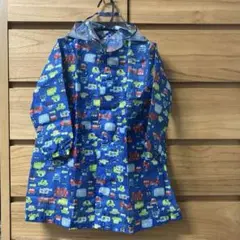 キッズレインコート 車柄　青色　100〜120cm
