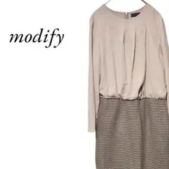 【美品】modify ワンピース 異素材 膝丈のサムネイル