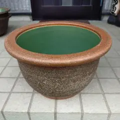 新品　特大　∅51　陶器　睡蓮鉢　メダカ鉢　難有　ヒスイグリーン　青＆緑　LLB 新品 特大 ∅51 陶器 睡蓮鉢 メダカ鉢 難有 ヒスイグリーン 青＆緑 LLB