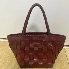 IBIZA イビザ　ダークブラウン レザー トートバッグ 編み込み