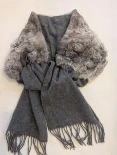 ユナイテッドアローズファー付きマフラーストールグレー マフラー