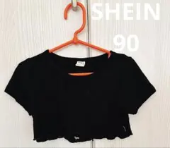 SHEIN リブ クロップドTシャツ ブラック 92のサムネイル
