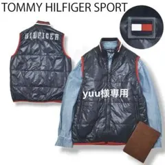 トミーヒルフィガー スポーツ ジップアップ 中綿 ベスト M 紺 x 赤