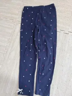 ネイビー ハート柄 ロングパンツ　プティマイン