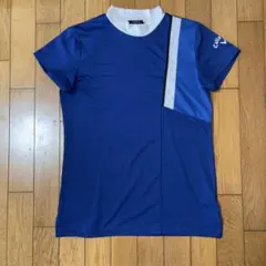 キャロウェイ モックネック半袖ゴルフシャツ　L レディースゴルフウェア　ブルー