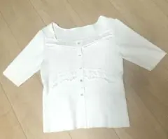 プロポーションボディドレッシング　白レース付き　半袖ニット　 M