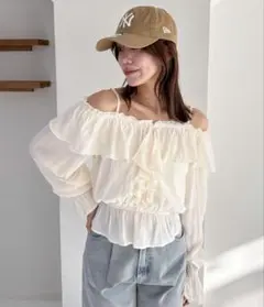 新品 Heather ヘザー 2WAYボリュームフリルブラウス