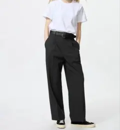 ユニクロ　タックワイドパンツ　ブラックM 美品