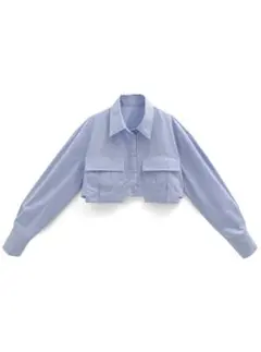 GRL ショート丈ビッグポケットシャツ[an1508] ブルー