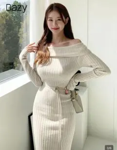 SHEIN オフショルニットワンピース