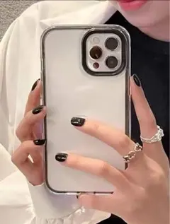 【大人気】iPhone14カバー　ケース 黒 クリア　透明　ブラック　シンプル